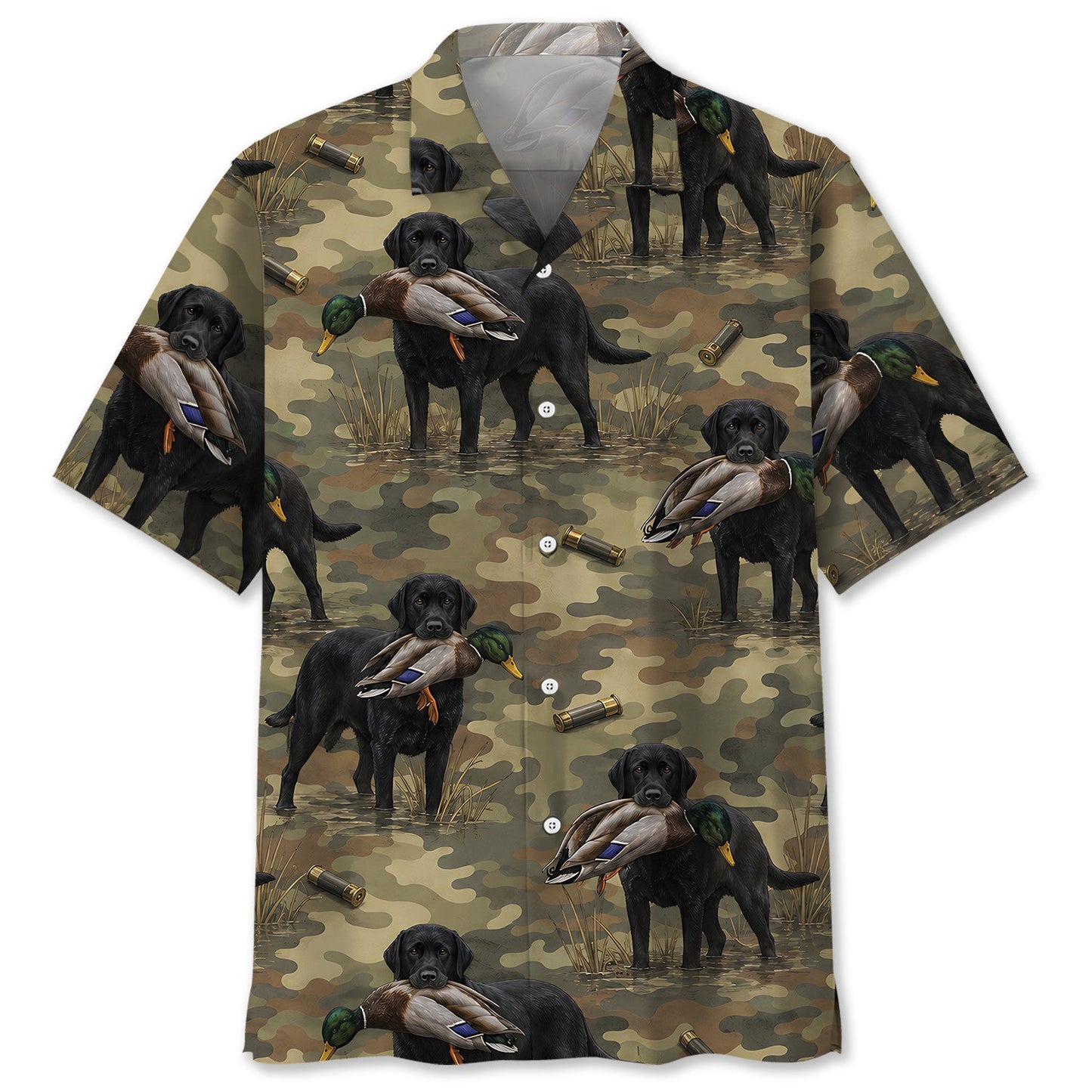 Black Labrador Duck Hunting Camouflage Hawaiian Shirt