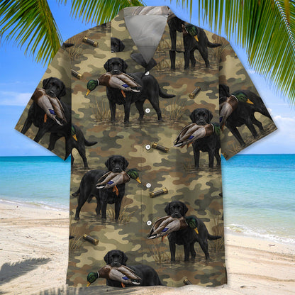 Black Labrador Duck Hunting Camouflage Hawaiian Shirt