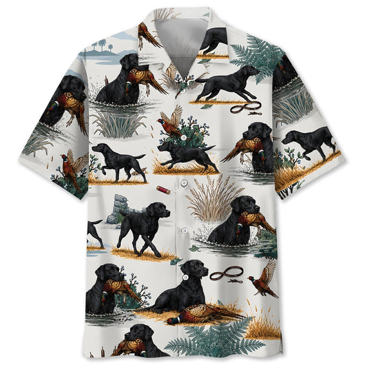 Black Labrador Pheasant Hunting Hawaiian Shirt