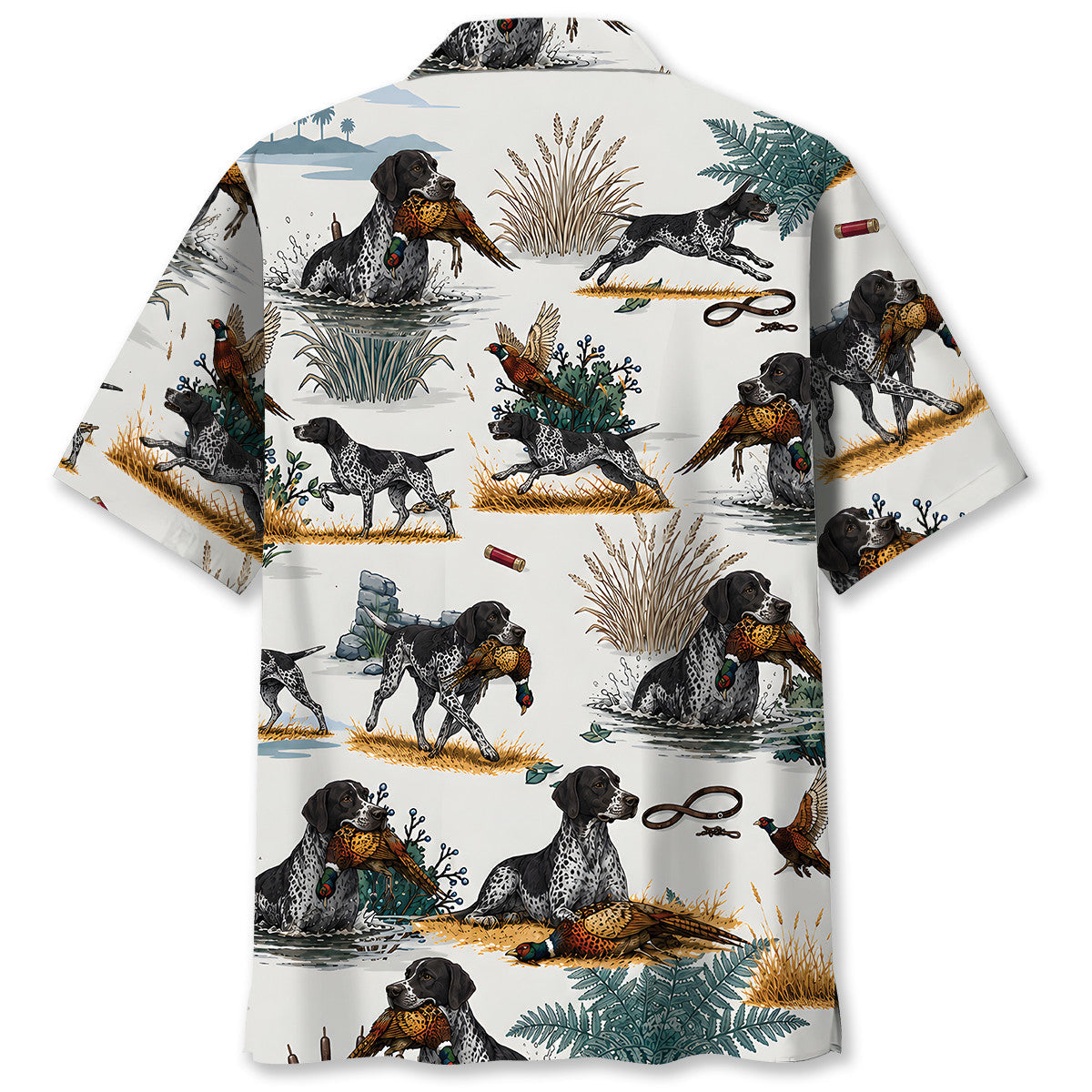 Black White German Shorthaired Pointer Pheasant Hunting Hawaiian Shirt