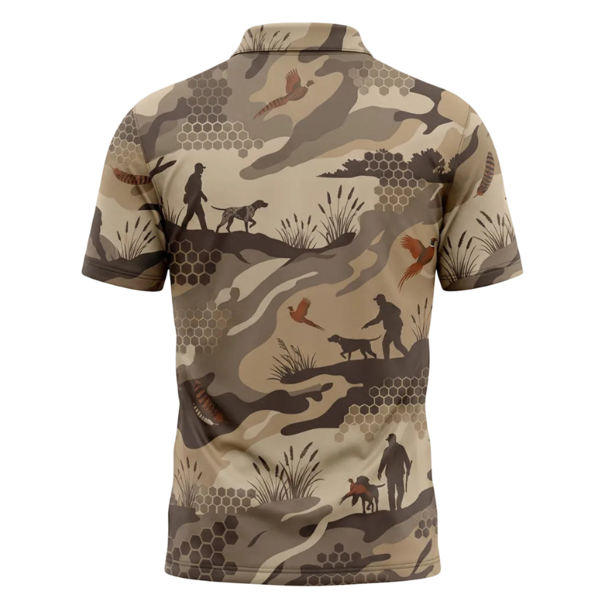 Pheasant Hunting Camo Polo Shirt Hunter Dog Father's Day Gift Polo PHP1008