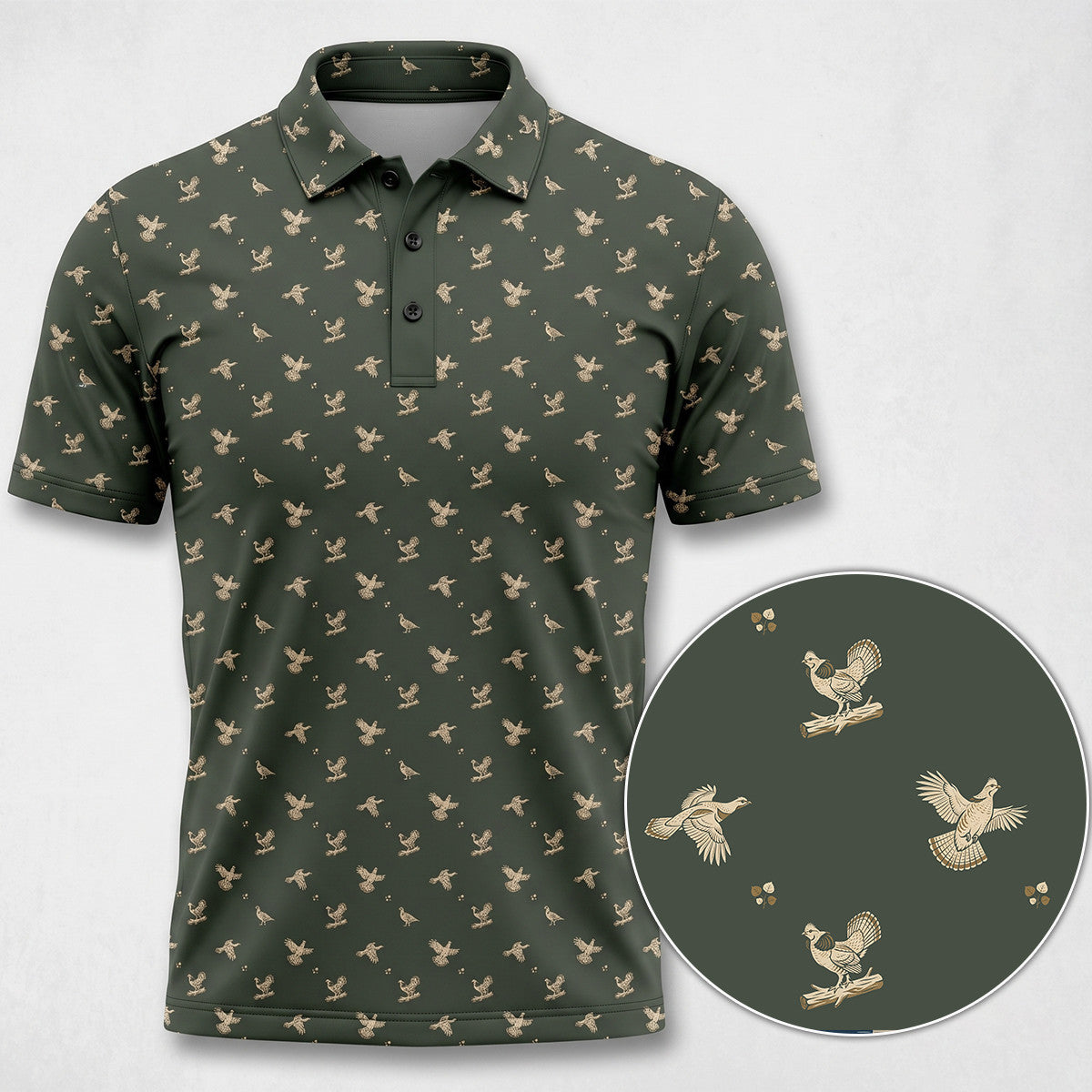 Grouse Hunting Polo Shirt Upland Bird Hunter Father's Day Gift RGP1001