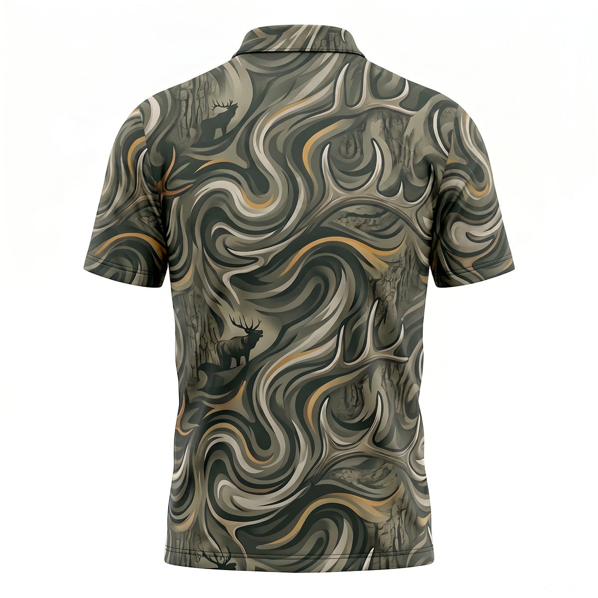 Elk Hunting Swirl Camo Polo Shirt Hunter Dad Father's Day Gift EHP1004