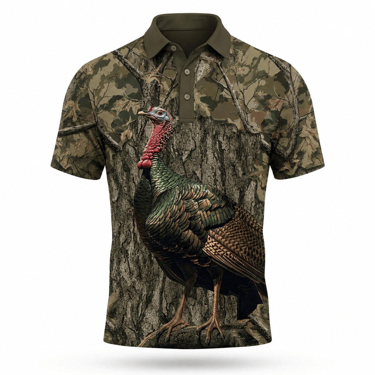 Turkey Hunter Camouflage Men Polo Shirt