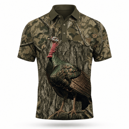 Turkey Hunter Camouflage Men Polo Shirt