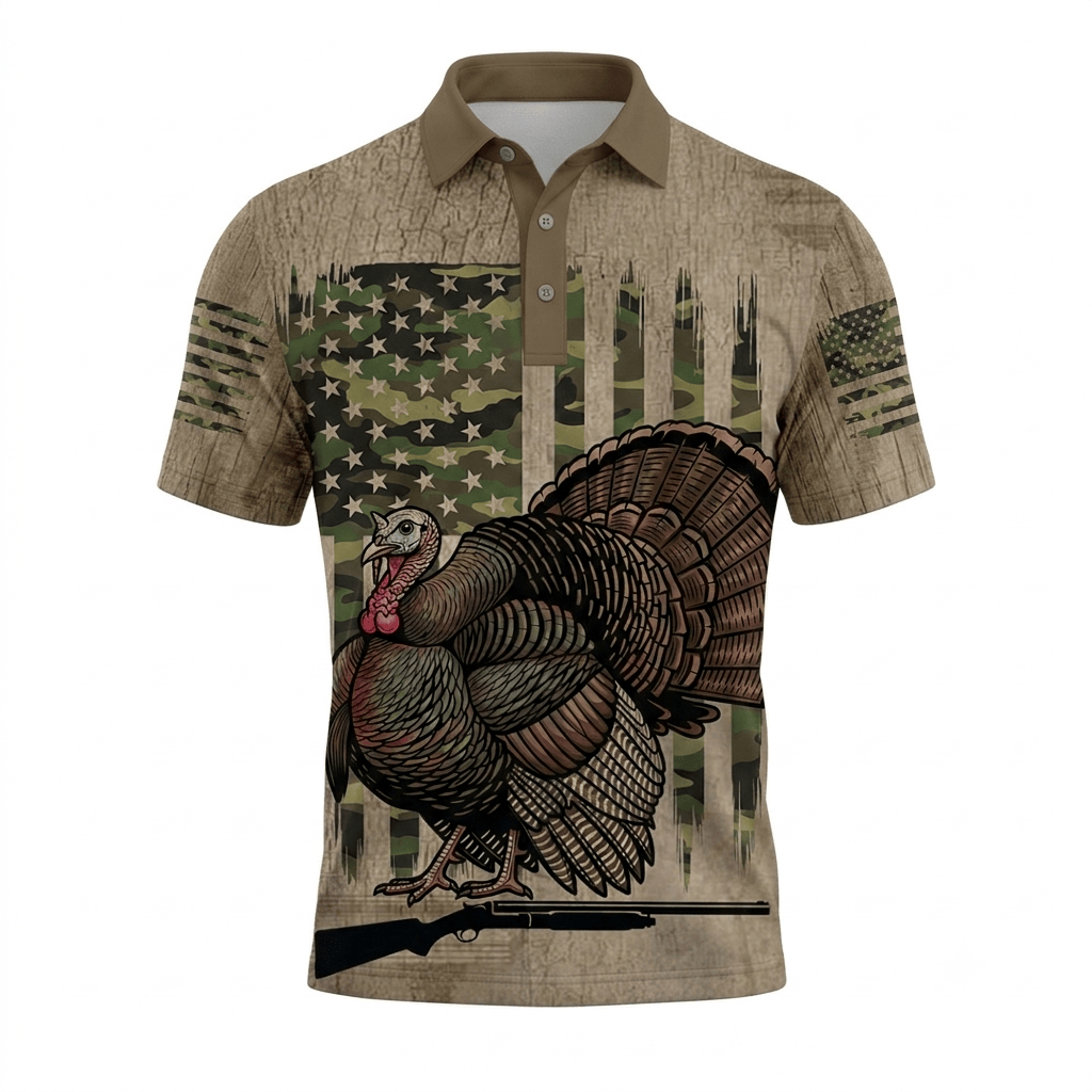 Wild Turkey Hunting America Men Polo Shirt