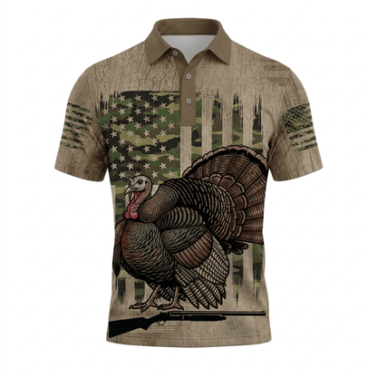 Wild Turkey Hunting America Men Polo Shirt