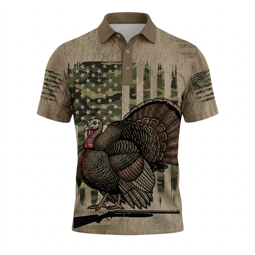 Wild Turkey Hunting America Men Polo Shirt