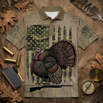 Wild Turkey Hunting America Men Polo Shirt