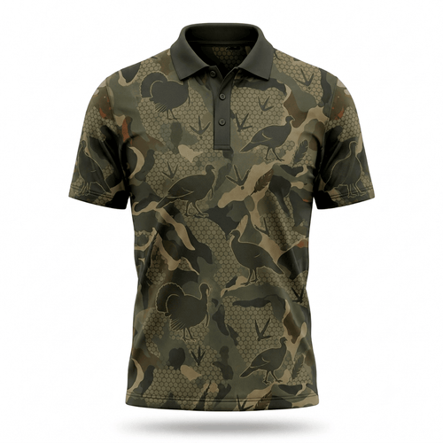 Wildturkey Hunting Camouflage Men Polo Shirt