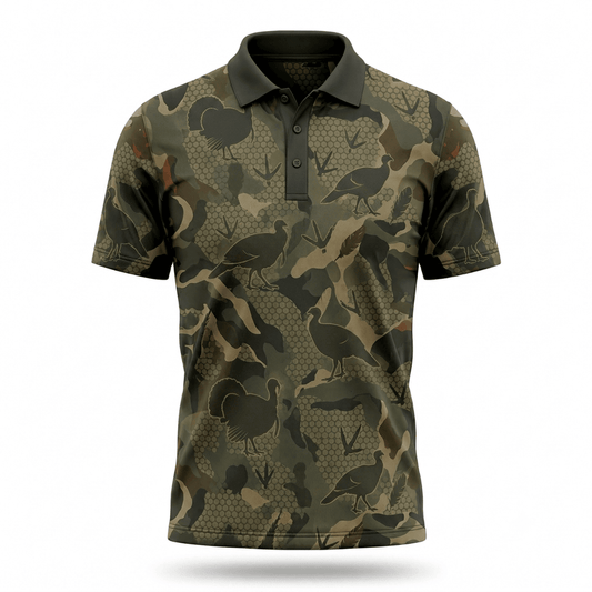 Wildturkey Hunting Camouflage Men Polo Shirt