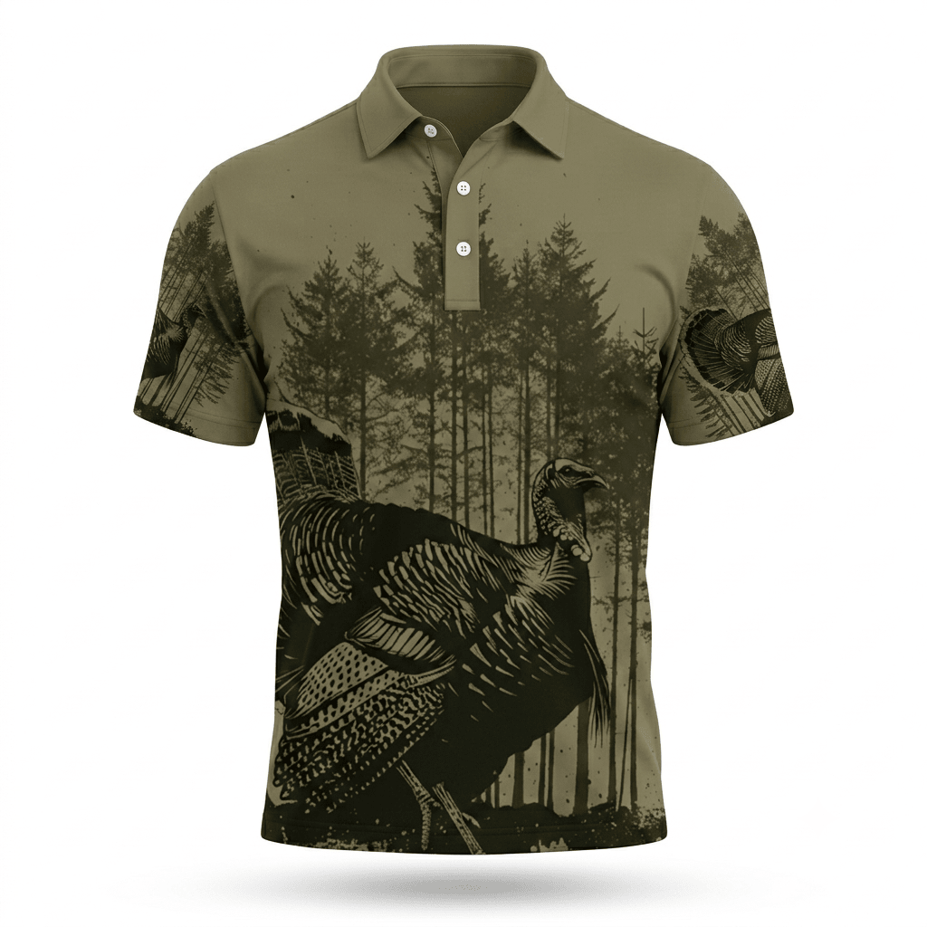 Black Moss Turkey Hunting Men Polo Shirt