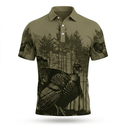Black Moss Turkey Hunting Men Polo Shirt