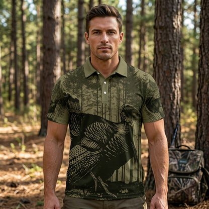 Black Moss Turkey Hunting Men Polo Shirt