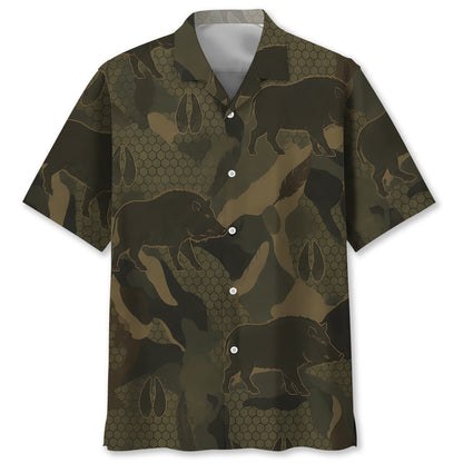Wild Boar Camouflage Hunting Hawaiian Shirt