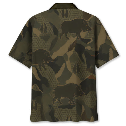 Wild Boar Camouflage Hunting Hawaiian Shirt