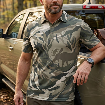 Moose in the Brush Hunting Polo Shirt MHP1002