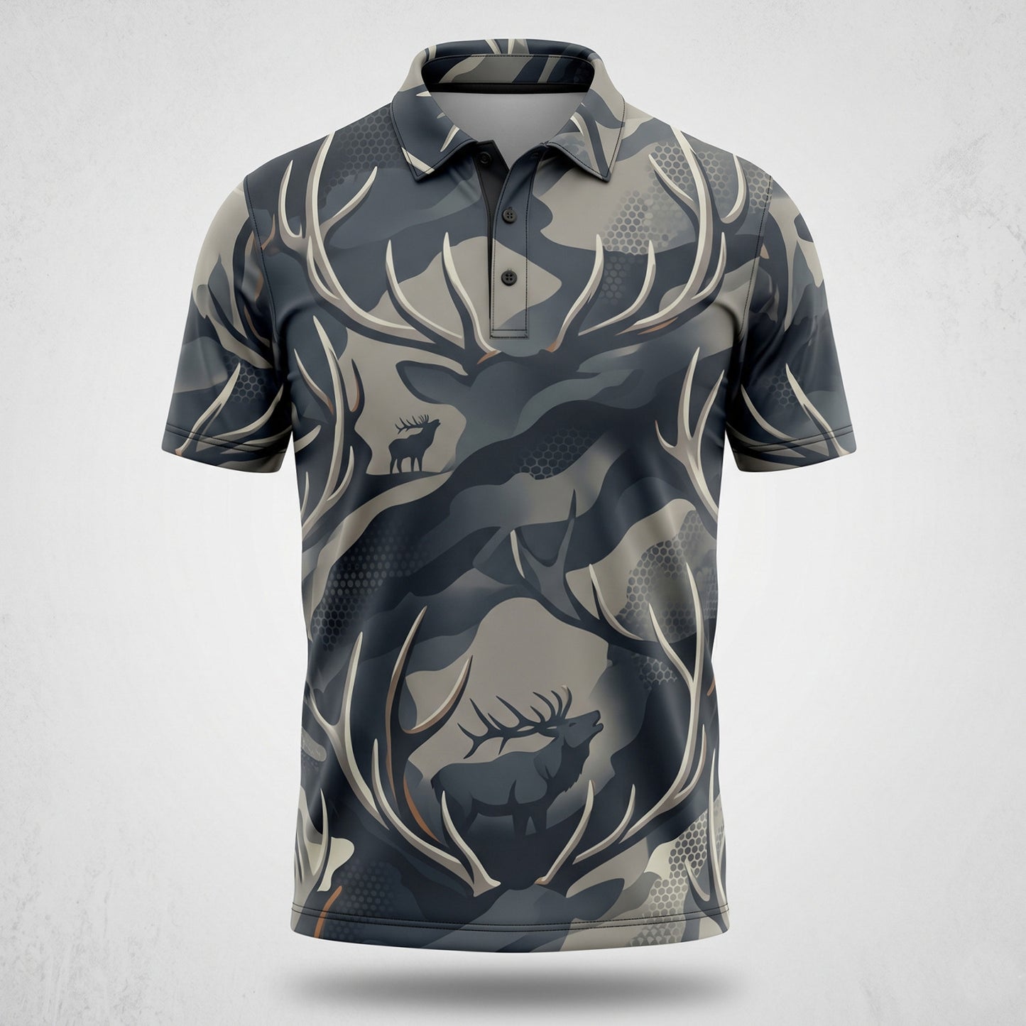 Elk Antler Crown Hunting Polo Shirt EHP1006