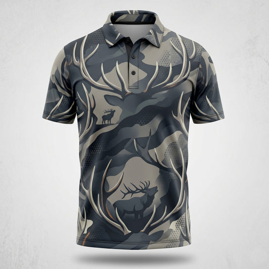 Elk Antler Crown Hunting Polo Shirt EHP1006