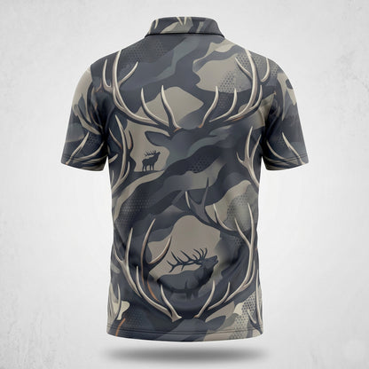 Elk Antler Crown Hunting Polo Shirt EHP1006