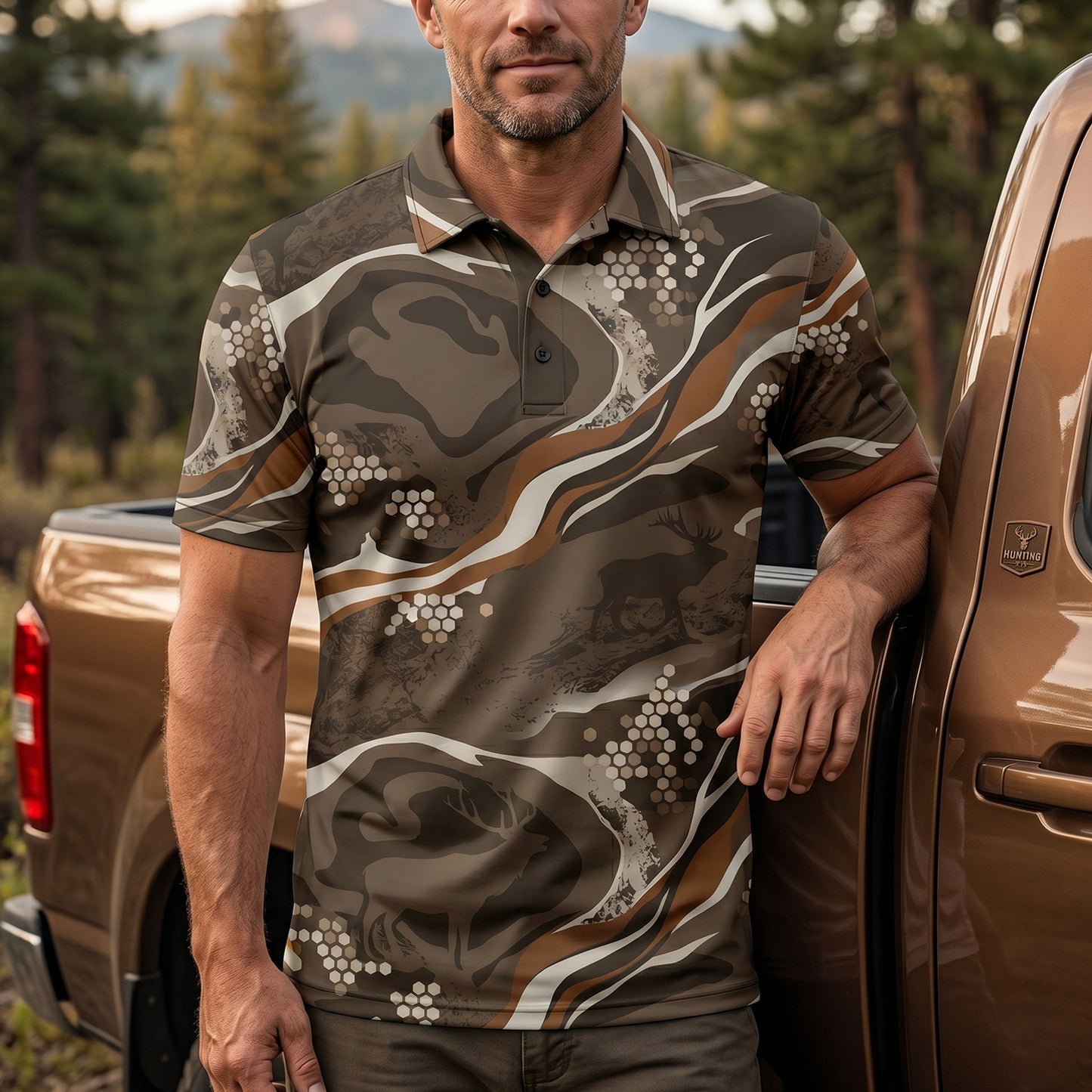 Elk High Country Drift Hunting deer Polo Shirt EHP1007