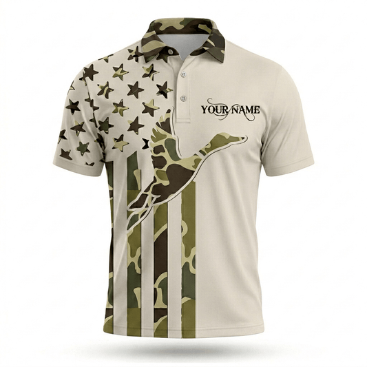 Custom Name Duck Hunting Camo Men Polo Shirt