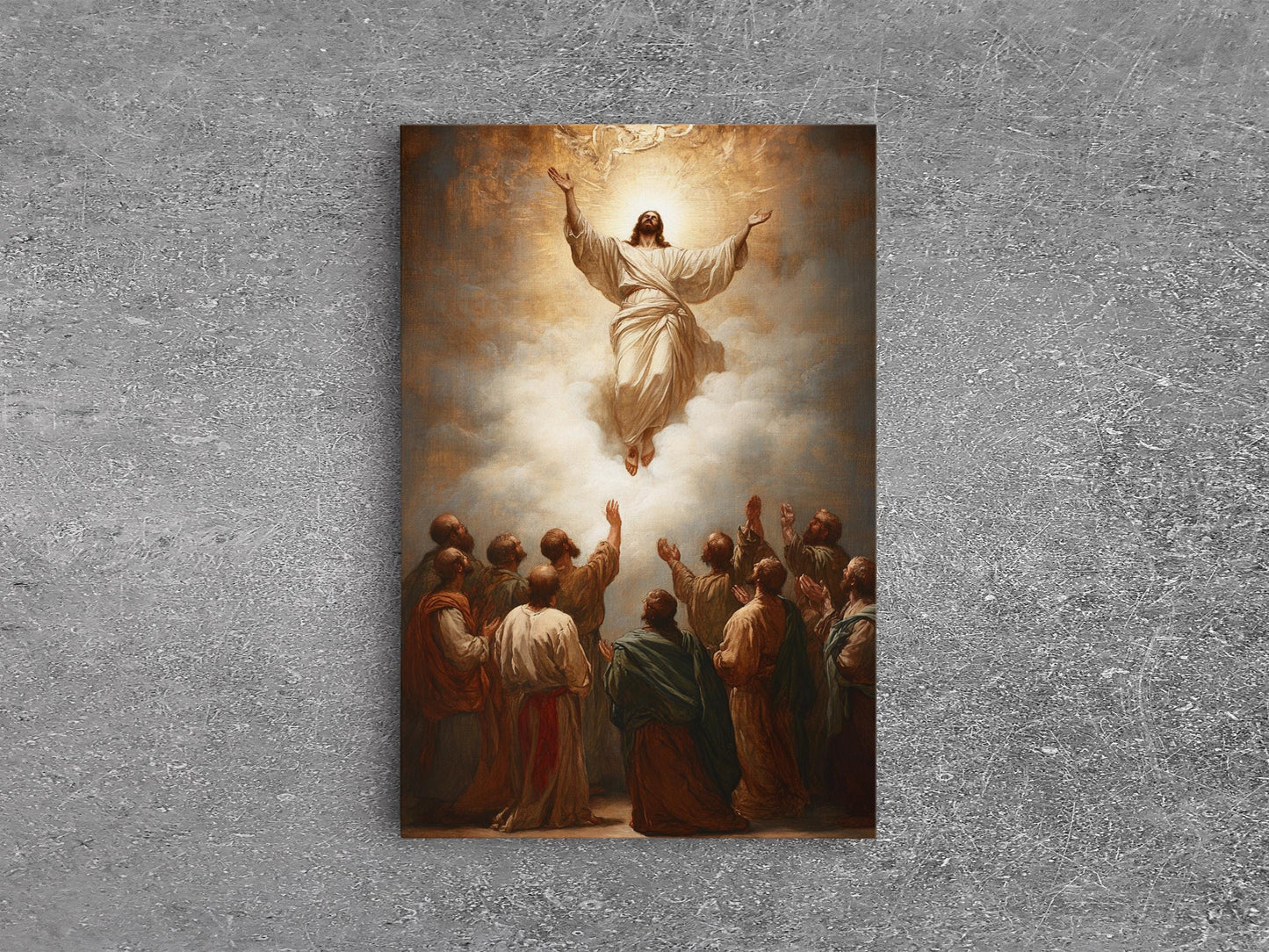 Ascension of Christ Rising into Heaven Framed Canvas Print Wall art
