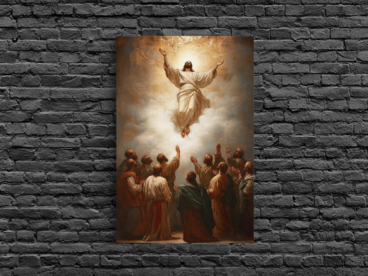 Ascension of Christ Rising into Heaven Framed Canvas Print Wall art