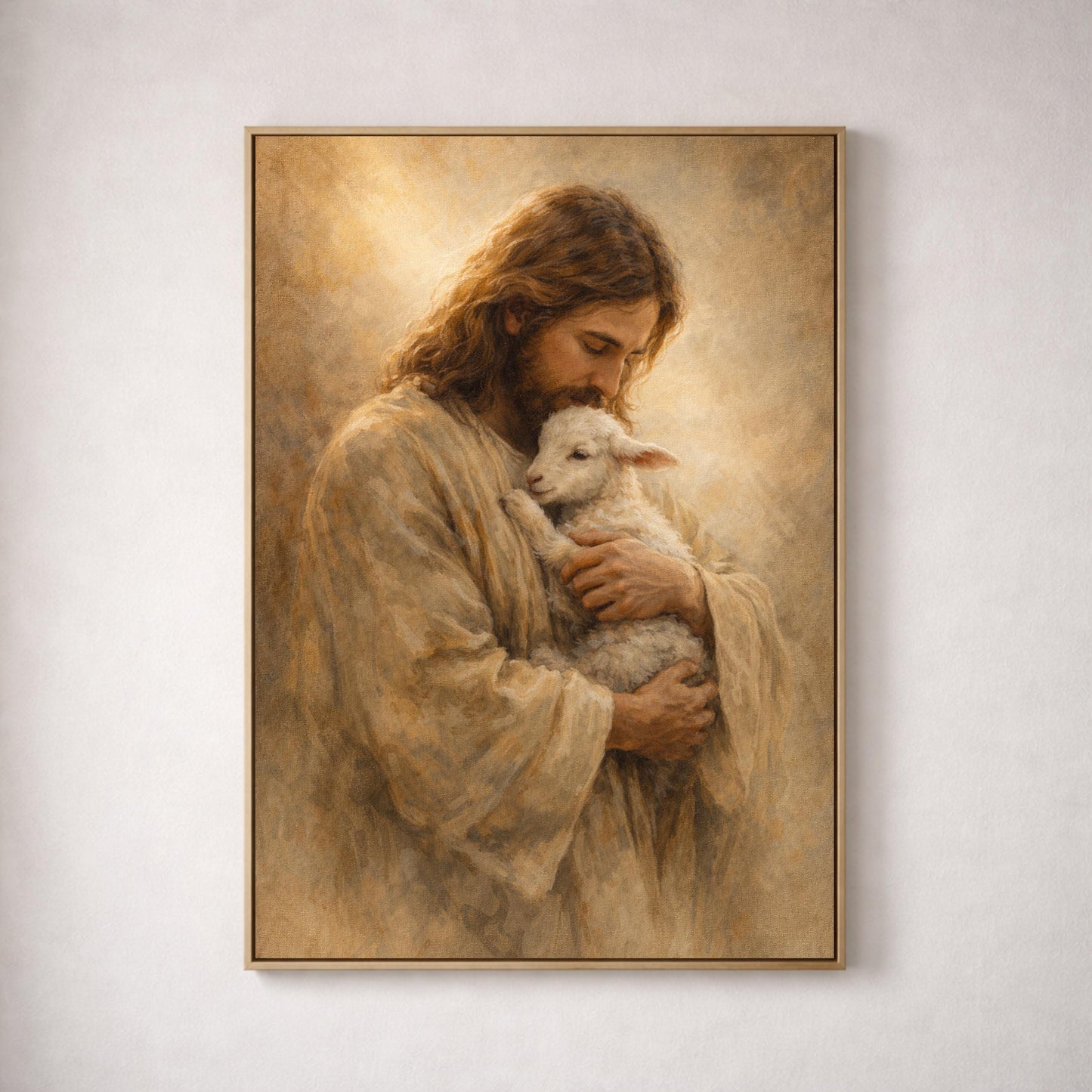 Jesus Holding Lamb Wall Art, Good Shepherd Canvas Painting
