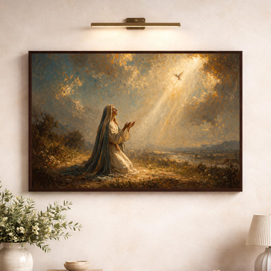 Virgin Mary Prayer Wall Art, Holy Spirit Painting Canvas