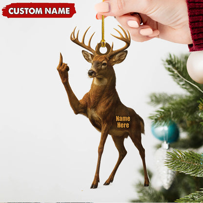 Custom Deer Buck Fukin' Finger Hunting Acrylic Christmas Ornament