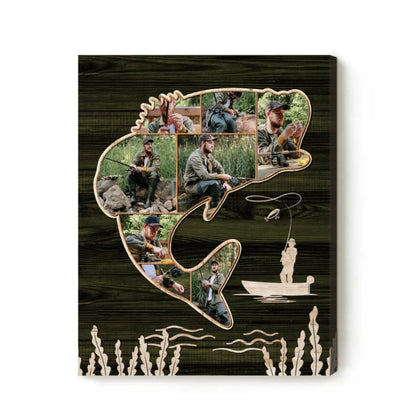 Personalized Fishing Photo Collage Canvas: Fishing Gifts For Men