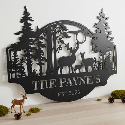 Personalized Deer Cabin Metal Sign, Custom Hunting Sign, Cabin Decor,Father's Day Gift