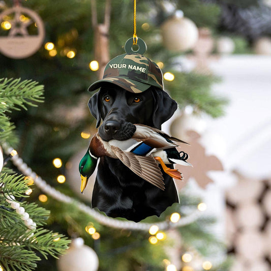 Custom Name Dog duck Christmas Tree Ornament