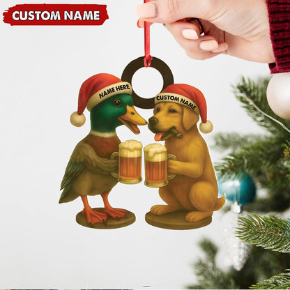 Custom Duck And Dog 2D Flat Acrylic Ornament