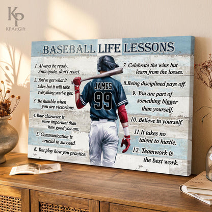 Softball Life Lessons Personalized Canvas, Custom Softball Poster Print Wall Art