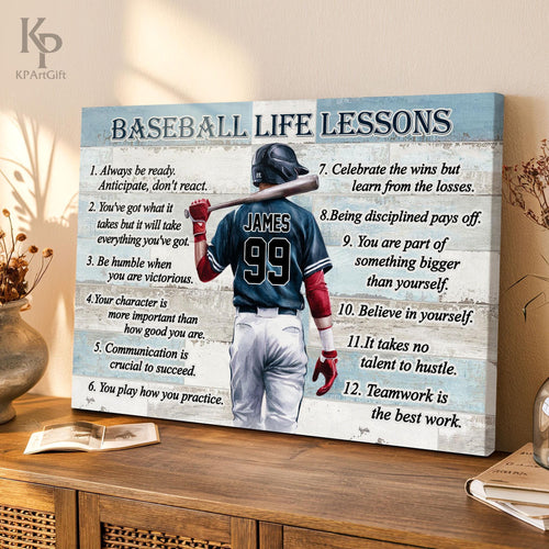 Softball Life Lessons Personalized Canvas, Custom Softball Poster Print Wall Art