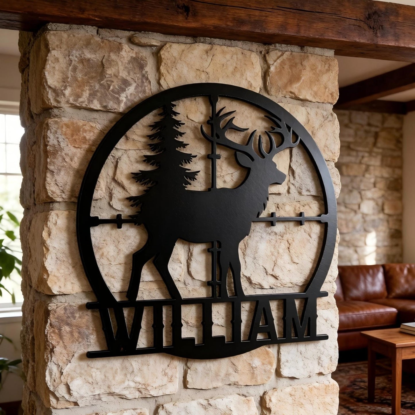 Personalized Deer metal sign Wall Art, Custom Hunting Gear Accessories for Man Cav