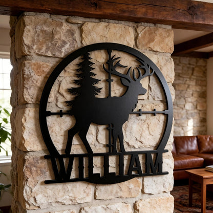 Personalized Deer metal sign Wall Art, Custom Hunting Gear Accessories for Man Cav