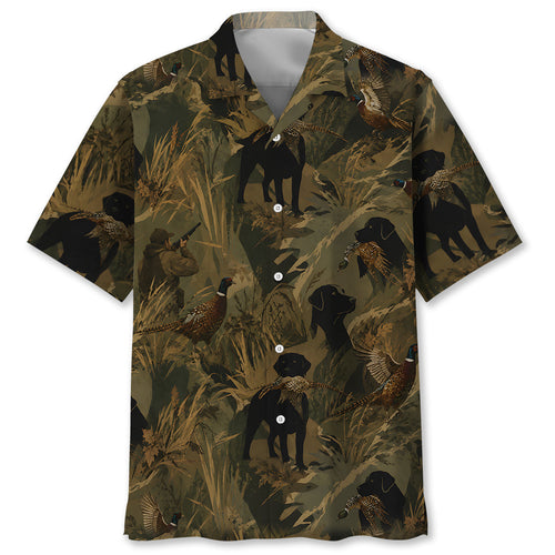 Wild Pheasant Retriever Camouflage Hawaiian Shirt