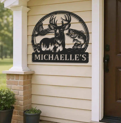 Personalized Hunting Metal Sign WITH LED/WITHOUT LED - Deer, Duck & Fish Wildlife Wall Art