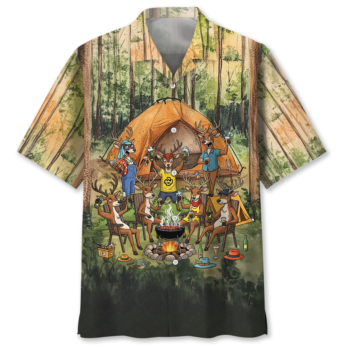 Friends Fires Fun Camping Crew Deer Hawaiian Shirt