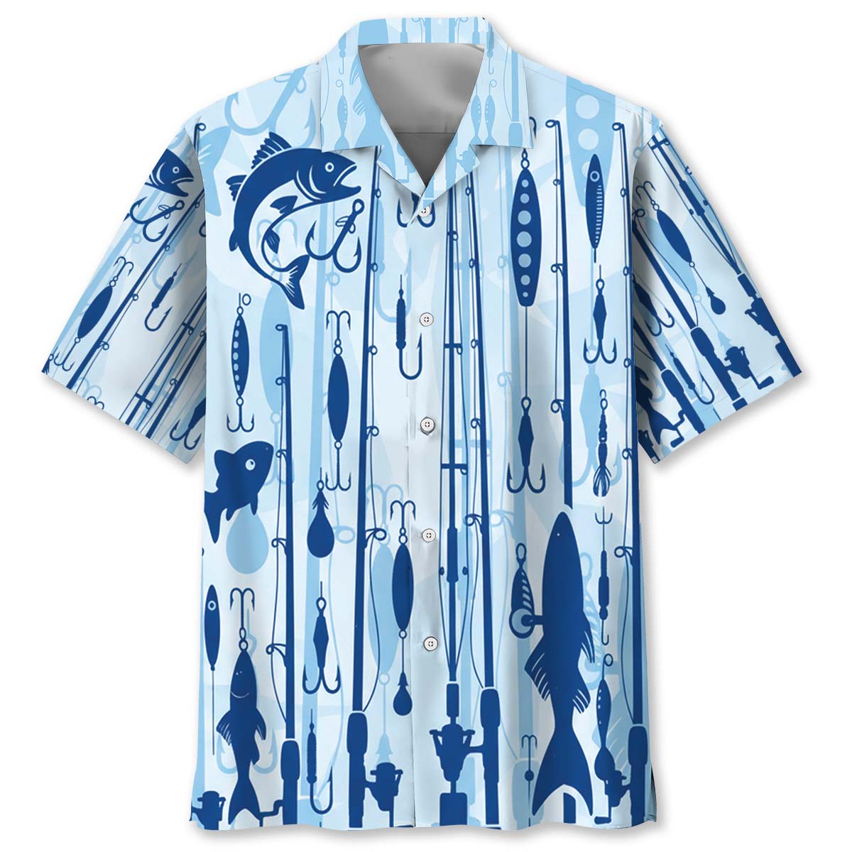 Fishing Blue Hawaiian Shirt