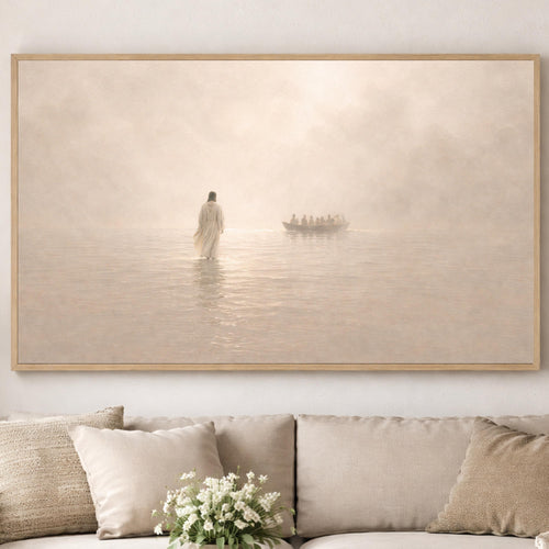 Jesus Walking on Water Canvas Print, Christian Wall Art, Biblical Faith Wall Decor