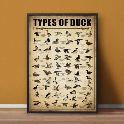 Types Of Duck Canvas Duck Lover Gift for Hunters
