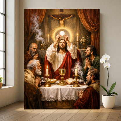 Last Supper Canvas Print, Jesus and Apostles Christian Wall Art, Vintage Biblical Painting