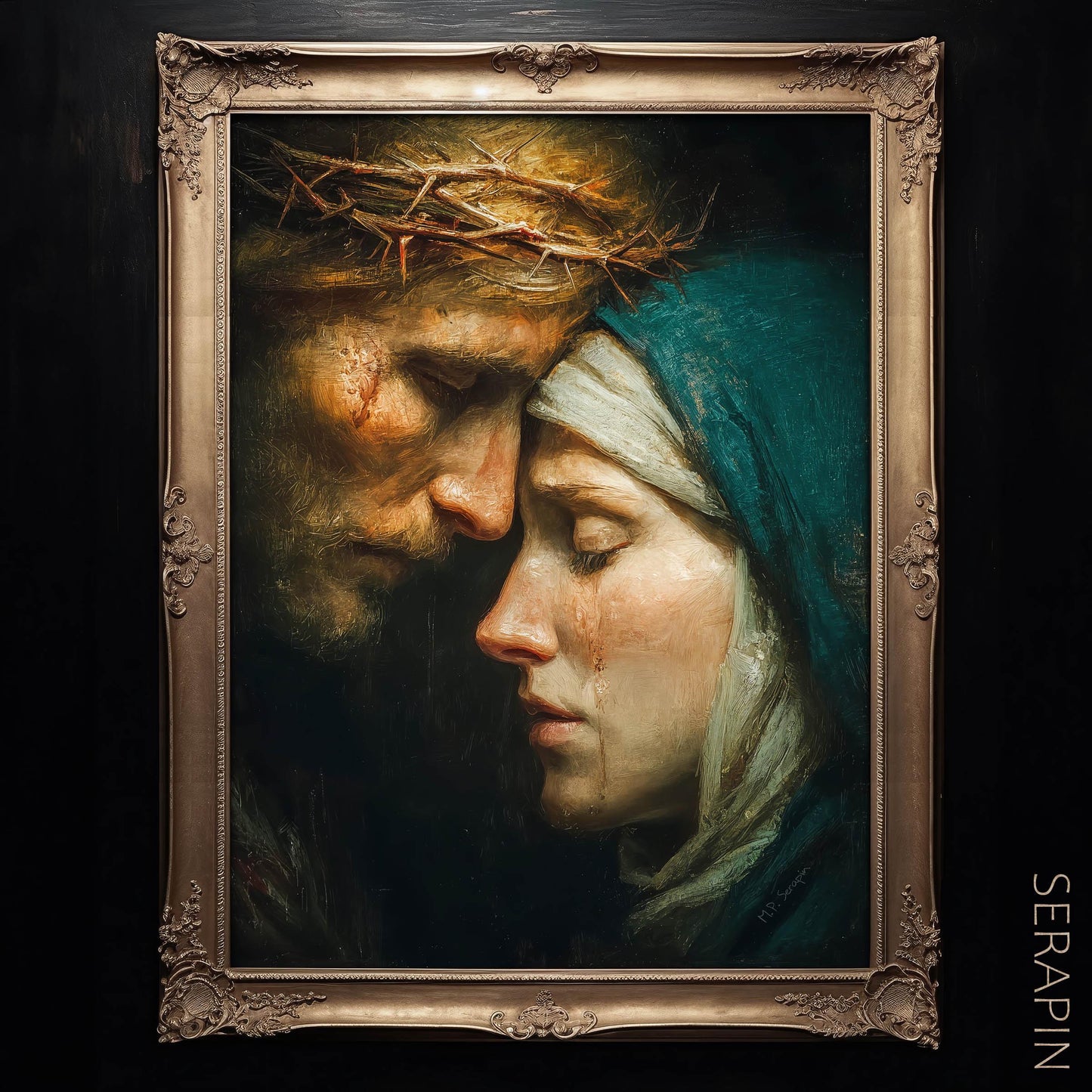 Goodbye Mother - Jesus and Mary Embrace Wall Art