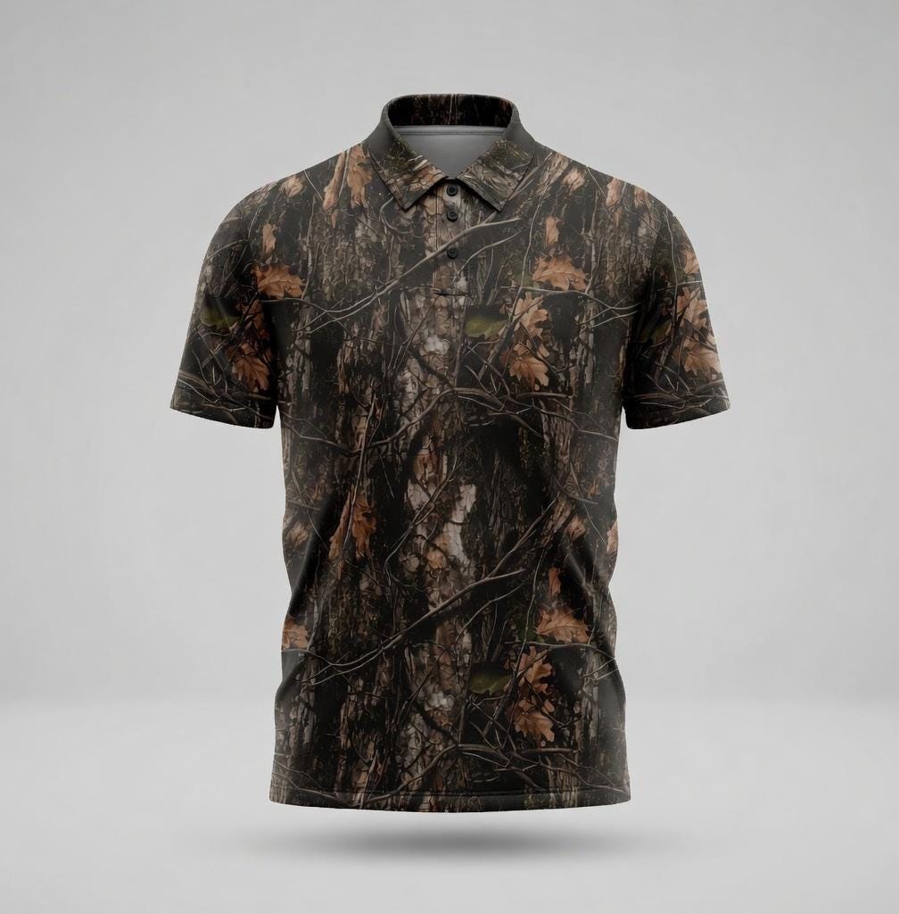 Real Tree Camouflage Polo Shirt for Men Women, Hunting Outdoor Shirt