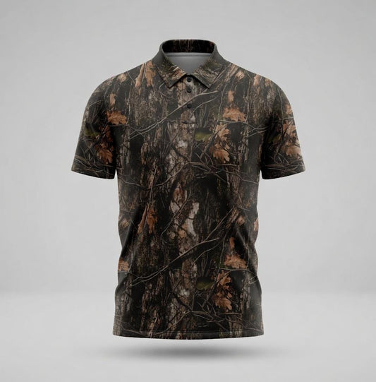 Real Tree Camouflage Polo Shirt for Men Women, Hunting Outdoor Shirt