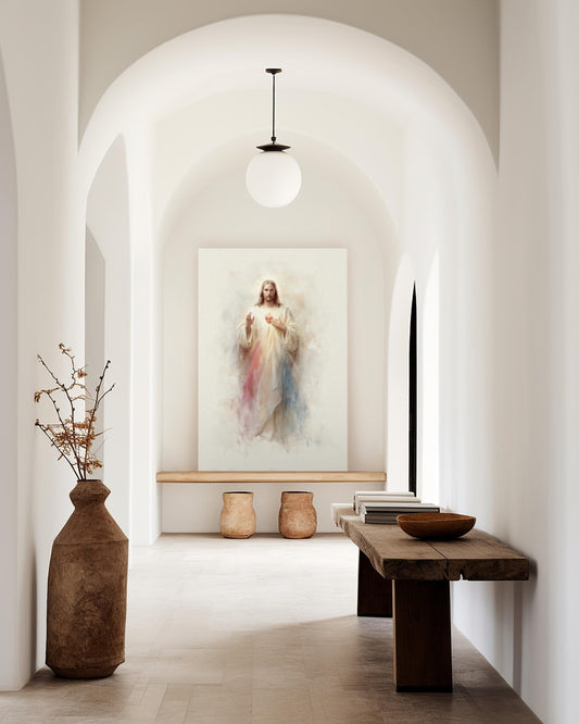 Divine Mercy Sacred Heart of Jesus Modern Christian Canvas Painting Catholic Art